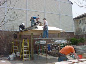 Students hard at work in last year's 'Monster Hut' competition.