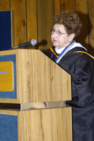 Vice President for Academic Affairs%2FProvost Veronica M. Muzic was honored during the Alpha Chi induction ceremony.