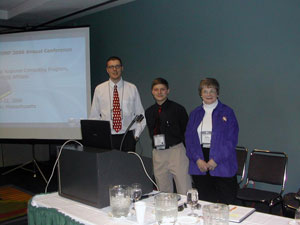 From left, Joshua D. Young, James R. Carpenter and Marilyn G. Bodnar at last month's NERCOMP 2006 regional annual conference in Worcester, Mass.