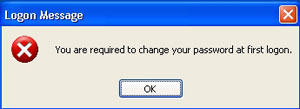 This 'change password' screen will greet those accessing the college network.
