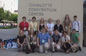 Members of the Occupational Therapy Assistant Club gather outside the Charlotte (N.C.) Convention Center. (Photo provided by Patricia J. Martin, club adviser)