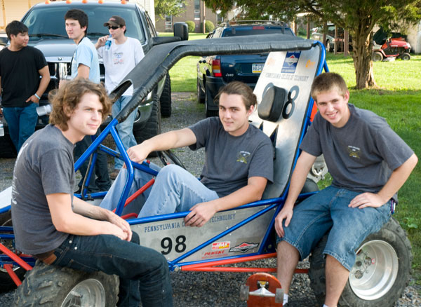 The Society of Manufacturing Engineers prepares to show off its Baja vehicle.