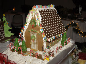 A gingerbread house created by School of Hospitality students at Pennsylvania College of Technology served as a centerpiece at a pastry buffet showcase held to celebrate the Penn College Foundation's 25th anniversary.