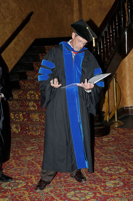Paul L. Starkey, vice president for academic affairs/provost, prepares for his first Penn College commencement.