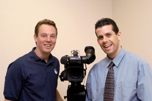 Christopher J. Leigh (left) shoots the video, edits each episode and creates digital media for the program. Tom Speicher (right) is host, writer and executive producer of 'Penn College %26amp%3B You.'