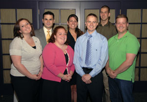 This year's Penn College Award winners are, from left, Bridget M. McCall, Kirk M. Allen, Catherine V. McCall, Sabrena A. O'Keefe, Bradley S. Galloway, Jesse T. Markeveys and James Riedel. (Photo by Amanda M. Williamson, part-time student photographer)