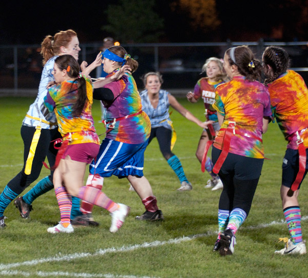 Spirited competition marks Friday's Homecoming Powder Puff Football game, won 28-7 by the freshmen team.