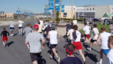 Runners take off from the starting line at Penn College's main entrance.