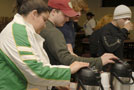 Students sample coffee and tea blends.