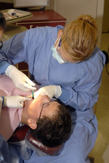 Megan E. Folk, of Hamburg, was one of 30 senior dental hygiene students from Penn College who, joined by community volunteers, helped place dental sealants on the molars of children from elementary schools in the Muncy and Sullivan County school districts.