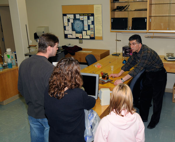 In the physics lab with Shahin Shabanian, assistant professor