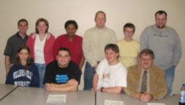 SIFE team members, from left%3A (front row) Heather A. Umpstead, Williamsport%3B Alexander Kantor, Harrisburg%3B Jonathan R. Kress, Lewistown%3B and SIFE adviser Dennis R. Williams%3B (back row) Anthony Eisenhour, Middletown%3B Danielle L. Stotler, Watsontown%3B Mallory N. Cheeks, Whitehall%3B Thomas C. Tigue, Hawley%3B Ashley E. Belles, Nescopeck%3B Robert E. Dimmick, Danville%3B 