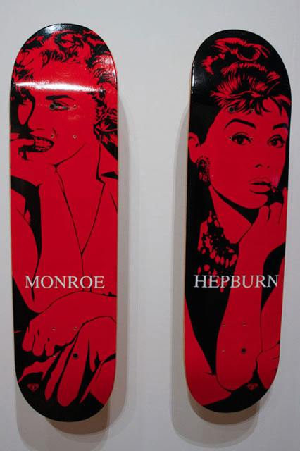 Marilyn Monroe and Audrey Hepburn are among the pop-culture icons represented.