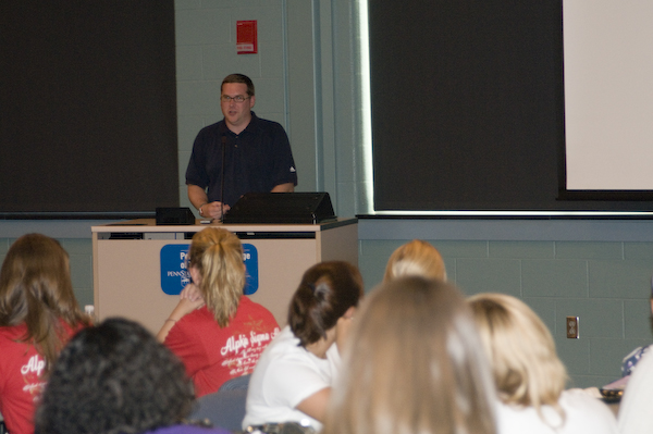 Elliot Strickland welcomes sororities to the Penn College campus.