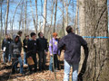 Faculty member Eric C. Easton points out a red oak, as part of the Dendrology competition
