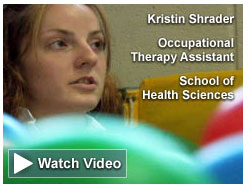 Kristin A. Schrader, an occupational therapy assistant major from Lewisburg, is among students featured in video testimonials.