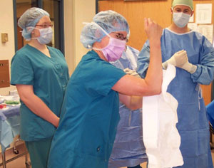 Penn College Physician Assistant students scrub up at Sunbury Community Hospital.