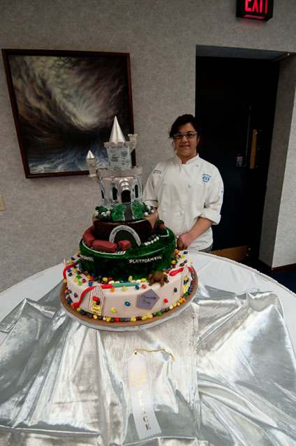 The Hogwarts Express train travels along the handiwork of Brittany M. DeLousia, of Brackney, who placed third.