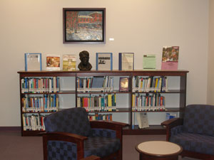 Shelves include faculty authors, latest teaching%2Flearning literature.