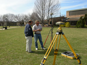 David J. Slavish, instructor of civil engineering technology (left), with Randy Miller, Productivity Products and Services. (Photo by Debra M. Miller, director of corporate relations)