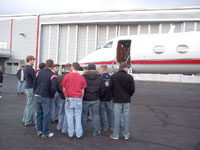 Aviation faculty%2Fstaff and students get a close look at a corporate aircraft during Friday's visit to the Lumley Aviation Center.