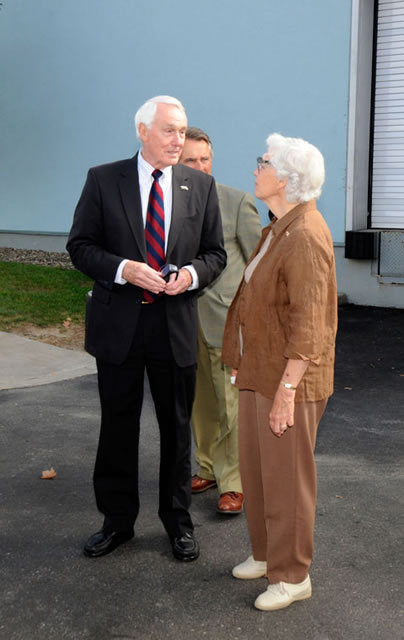 Chairman Dunham talks with a campus visitor.