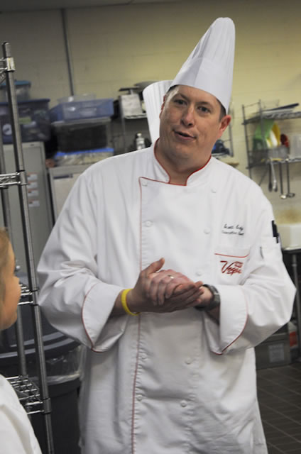 Chef Endy gives baking and pastry arts students a pep talk.