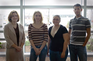 From left, Jennifer A. George, student life information specialist%3B student Michelle L. Miller, Jersey Shore%3B student Melissa A. Sitlinger, Herndon%3B and student Michael T. Magargel, Williamsport.