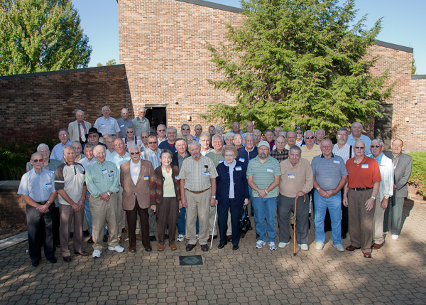 Williamsport Technical Institute alumni gather for a group photo outside the Thompson Professional Development Center.