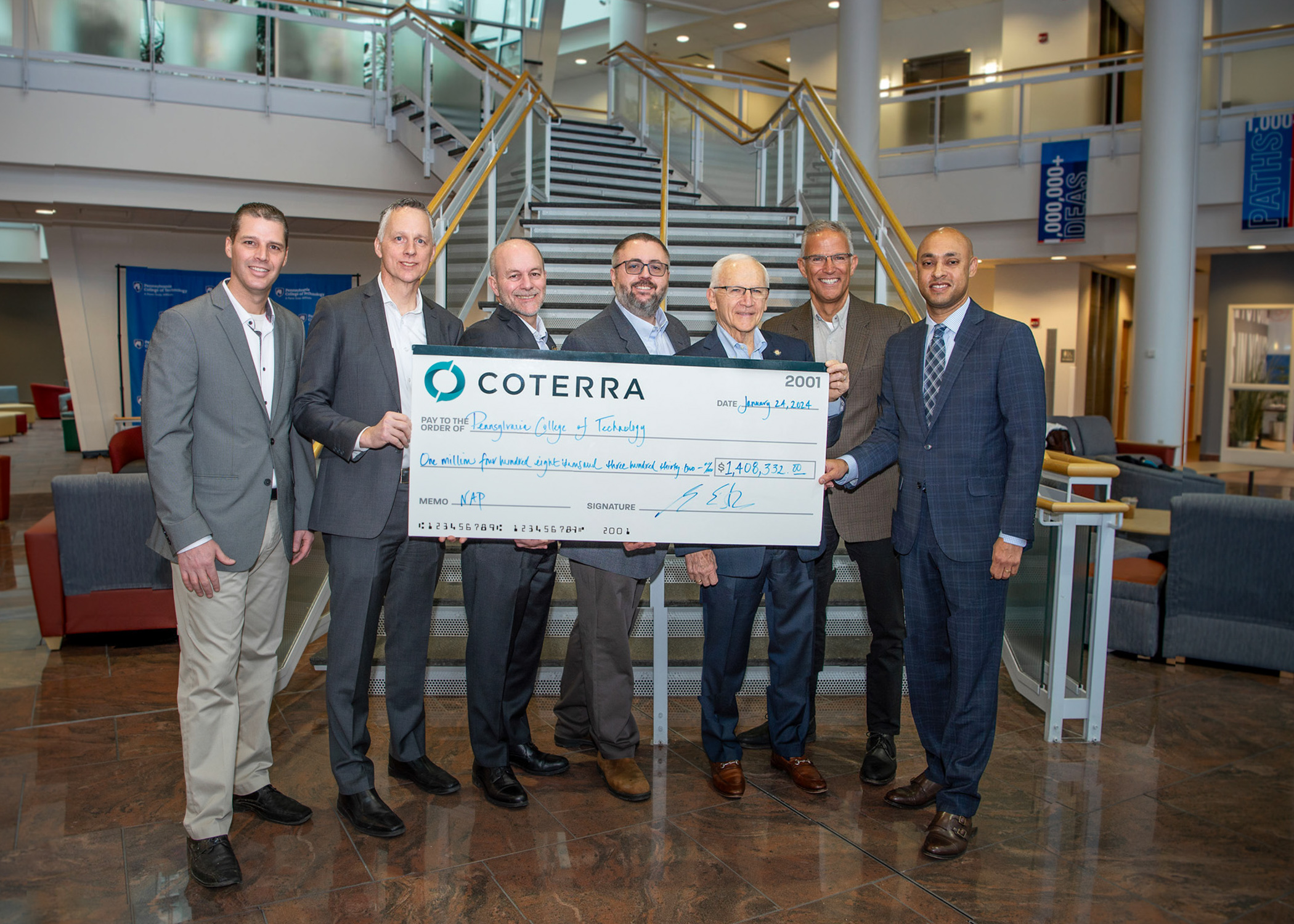Coterra Energy presents $1.4 million check to Penn College