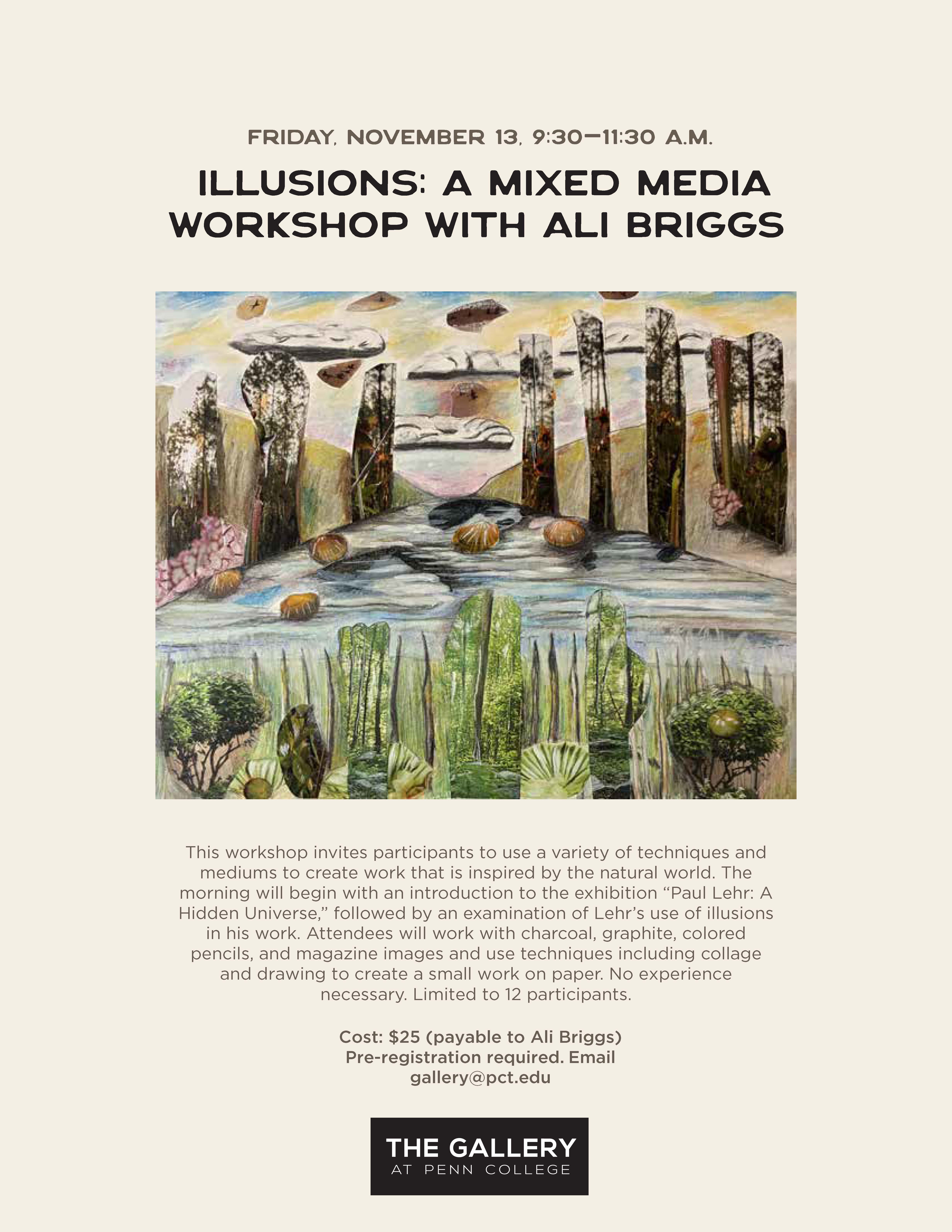 Workshop flyer with mixed media collage