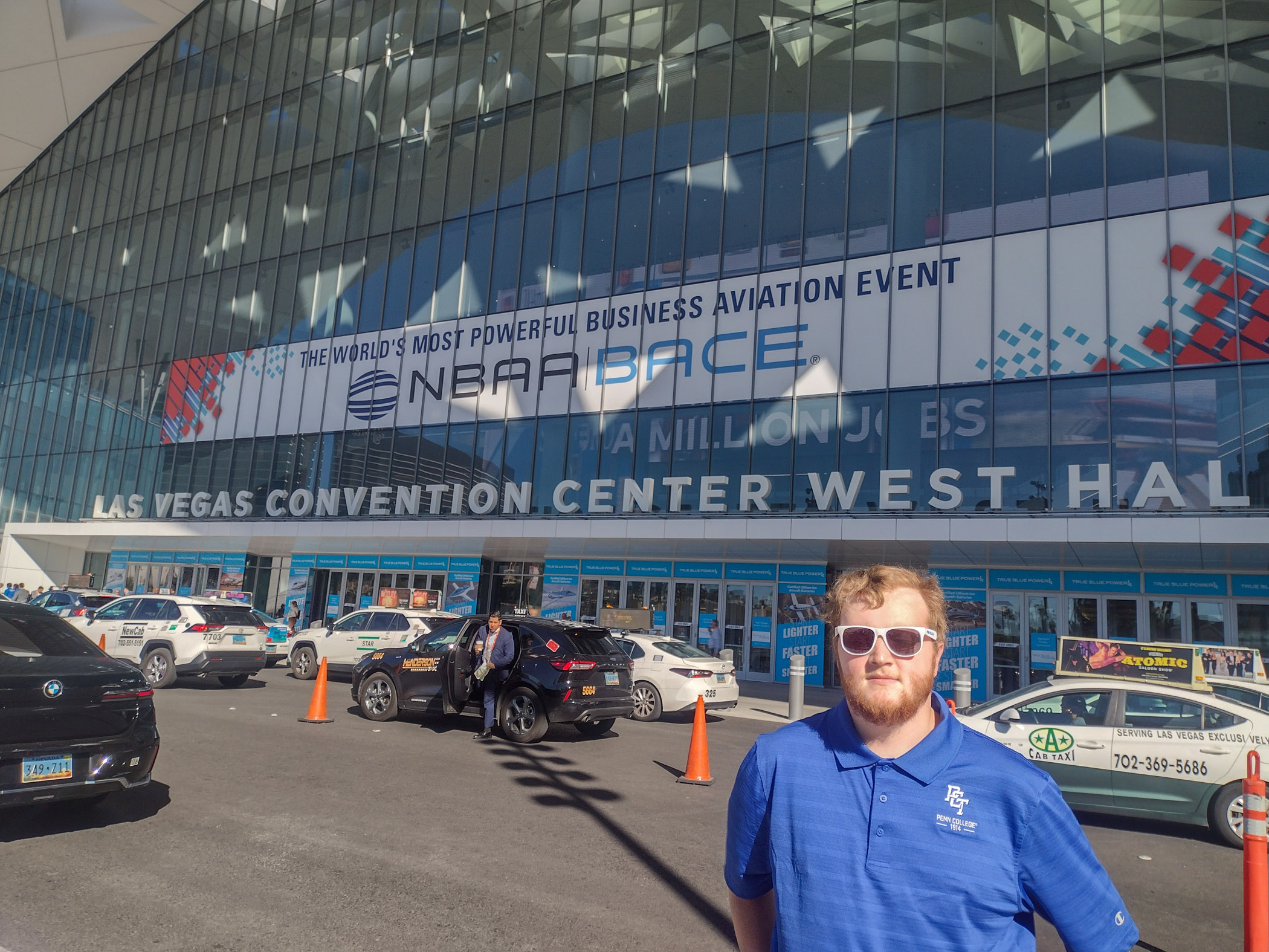 Rosenfield in front of the Las Vegas Convention Center's West Hall, where he attended NBAA's Business Aviation Convention & Exhibition.