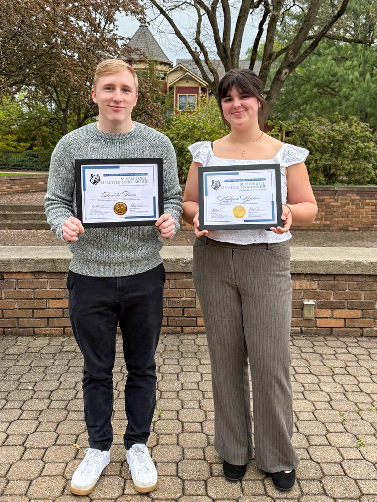 Sustainable Lifestyle Scholarship recipients Dakota M. Davis and Kaylynn M. Kercher.