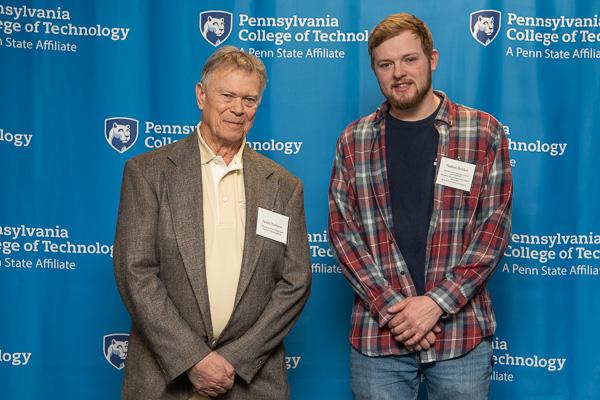 Nathan C. Brinker (right), an automotive restoration student from Fleetwood, poses with James Yemzow, representing the Harrisburg Area Volkswagen Owners Club Scholarship, of which Brinker is a recipient. Brinker already holds a degree in collision repair technology and is the recipient of two additional scholarships.