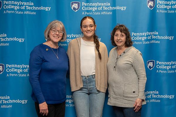 Representing the Williamsport Hospital School of Nursing Alumni Association Scholarship are Janet Hessert (left) and Linda Cromley (right), along with their scholarship recipient Riley Reed. Reed, of Elysburg, is a nursing student who is also receiving two other scholarships.