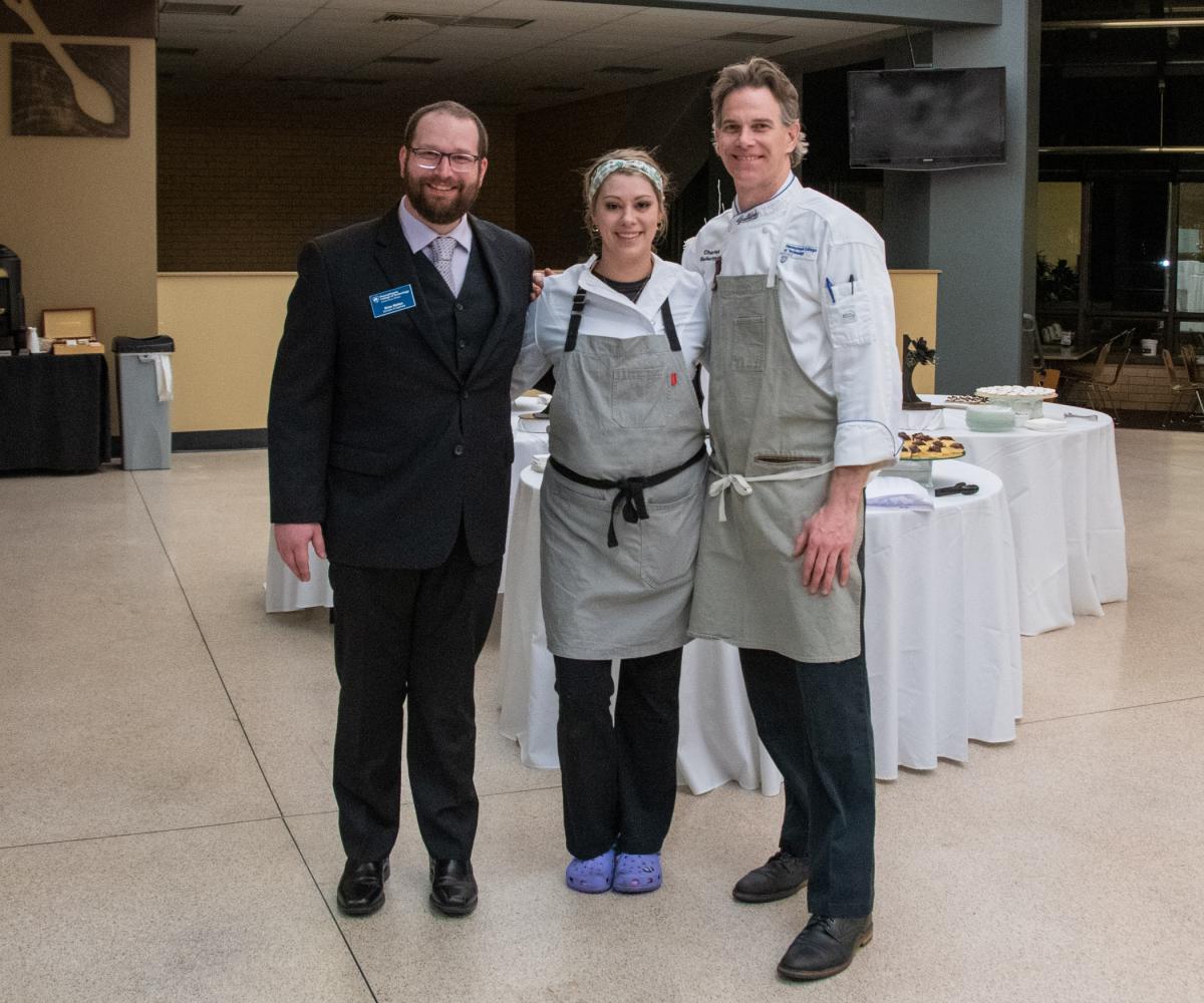Summa celebrates with Walton and her former instructor, Chef Charles R. Niedermyer, instructor of baking and pastry arts.