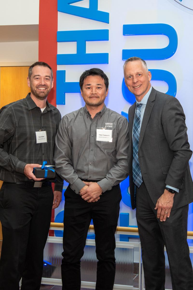 SEKISUI KYDEX LLC, which rose to the Visionary Society plateau, is well-represented by alumnus Sean Stabler (left), vice president of innovation, and Taka Yamauchi, chief executive officer.