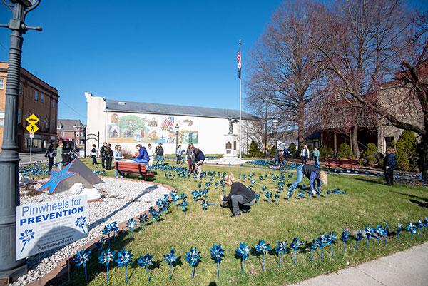 A beautiful blue sky welcomes the second annual Pinwheels for Prevention planting in Lycoming County.