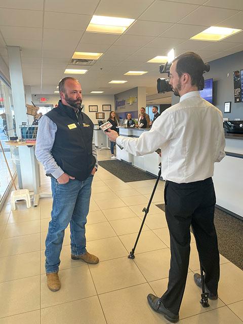 Aubrey Alexander, the dealerships' property manager, is interviewed by WBRE/WYOU's Zachary Smith.