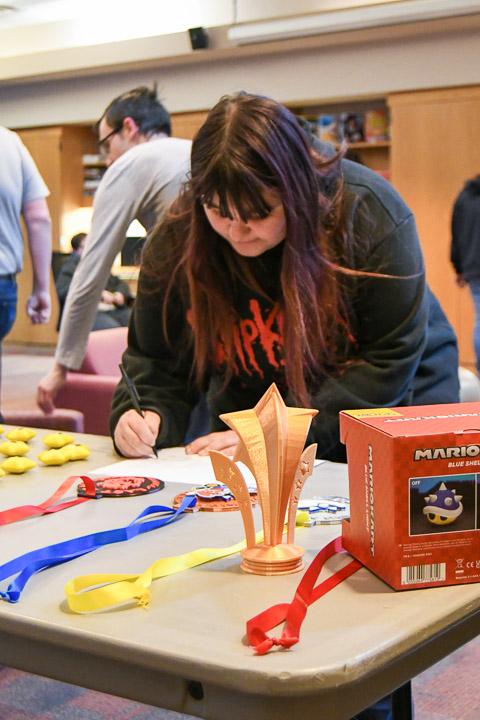 Sydney M. Crawford, a graphic design student from Canton, prepares to enter the fray.