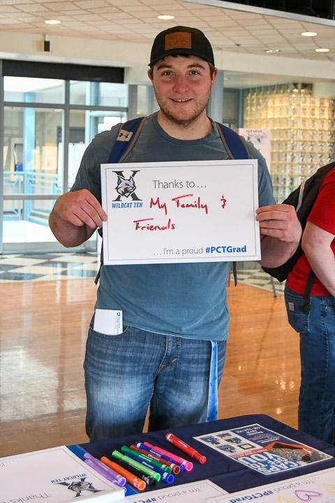 Building construction technology student Jackson C. Hay thanks his support team.