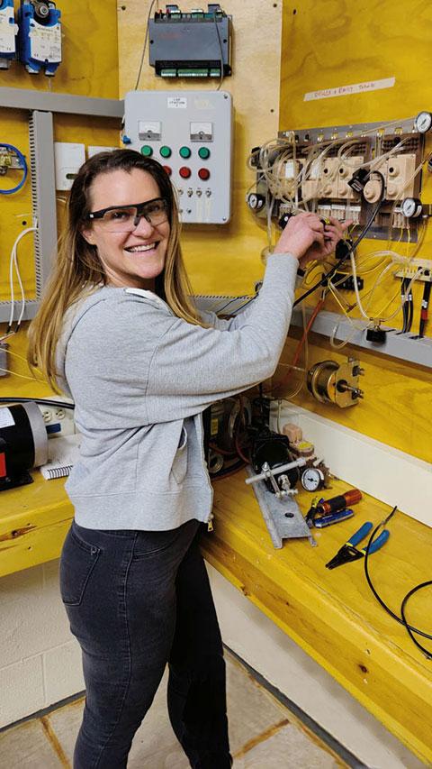 After a decade away from school, Pennsylvania College of Technology’s Emily K. Cummins has earned a plumbing certificate, an associate degree in heating, ventilation & air conditioning, and a 4.0 GPA in pursuit of a bachelor’s degree in building automation engineering technology. 
