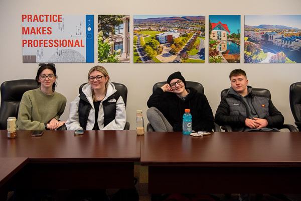Awaiting information on apprenticeships in the Center for Business & Workforce Development on their first day on campus are (from left) Emma Gallagher-Cooke, Kayleigh Clifford, Jace Bailey and Zack Ford.