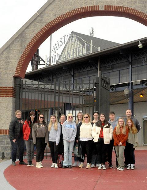 The NWRC group (with Munro at left and Zielewicz at right) oblige a photographer outside the nation's second-oldest minor-league ballpark.