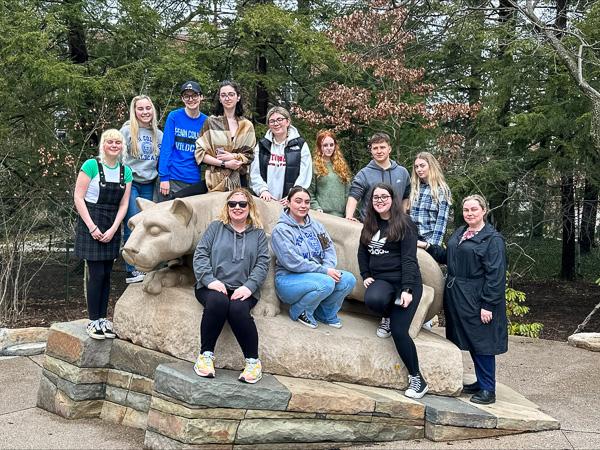  Adding their numbers to a Keystone State statistic, the group surrounds Penn State's Nittany Lion shrine – the second-most photographed landmark in Pennsylvania.
