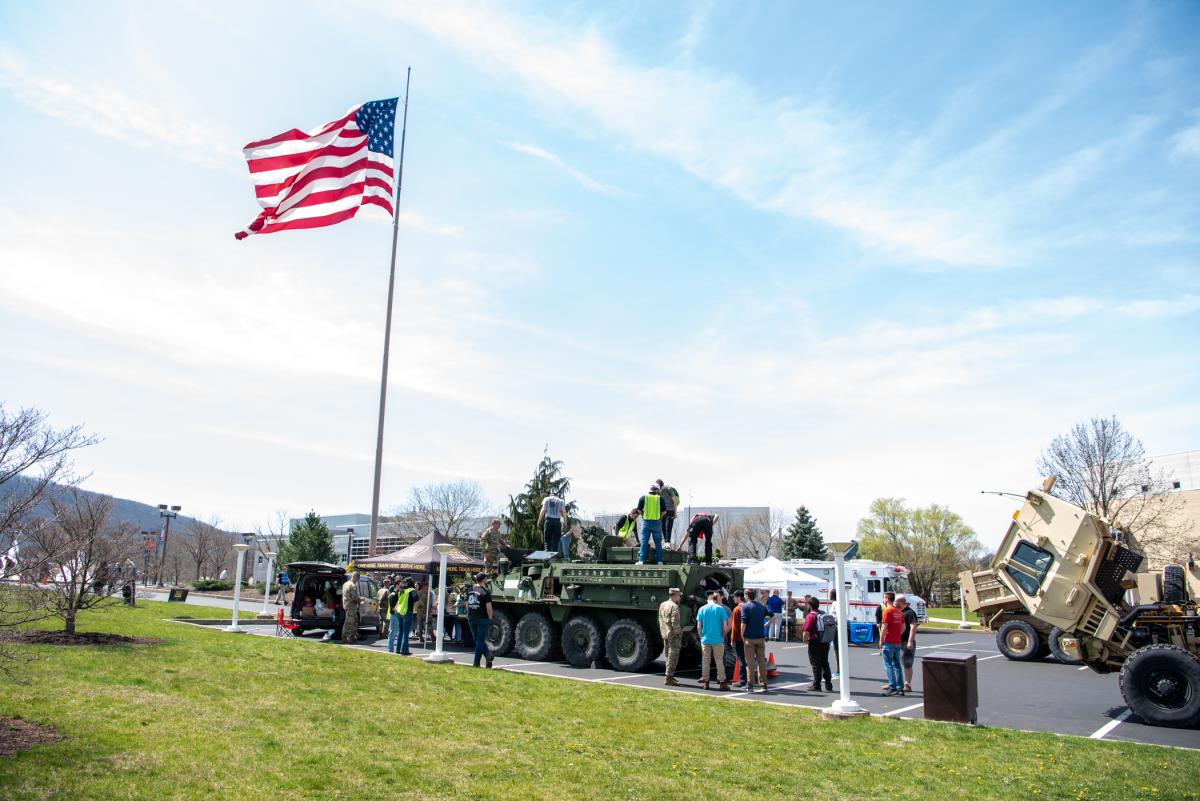 Visitors were encouraged to climb on and into the variety of ground-support vehicles supplied by the Pennsylvania Army National Guard and others.