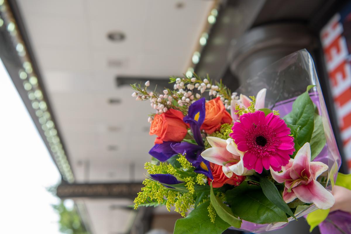 A bouquet under the marquee