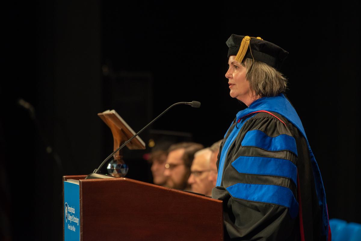 As dean of students, Jennifer A. McLean had the honor of introducing the three commencement speakers.
