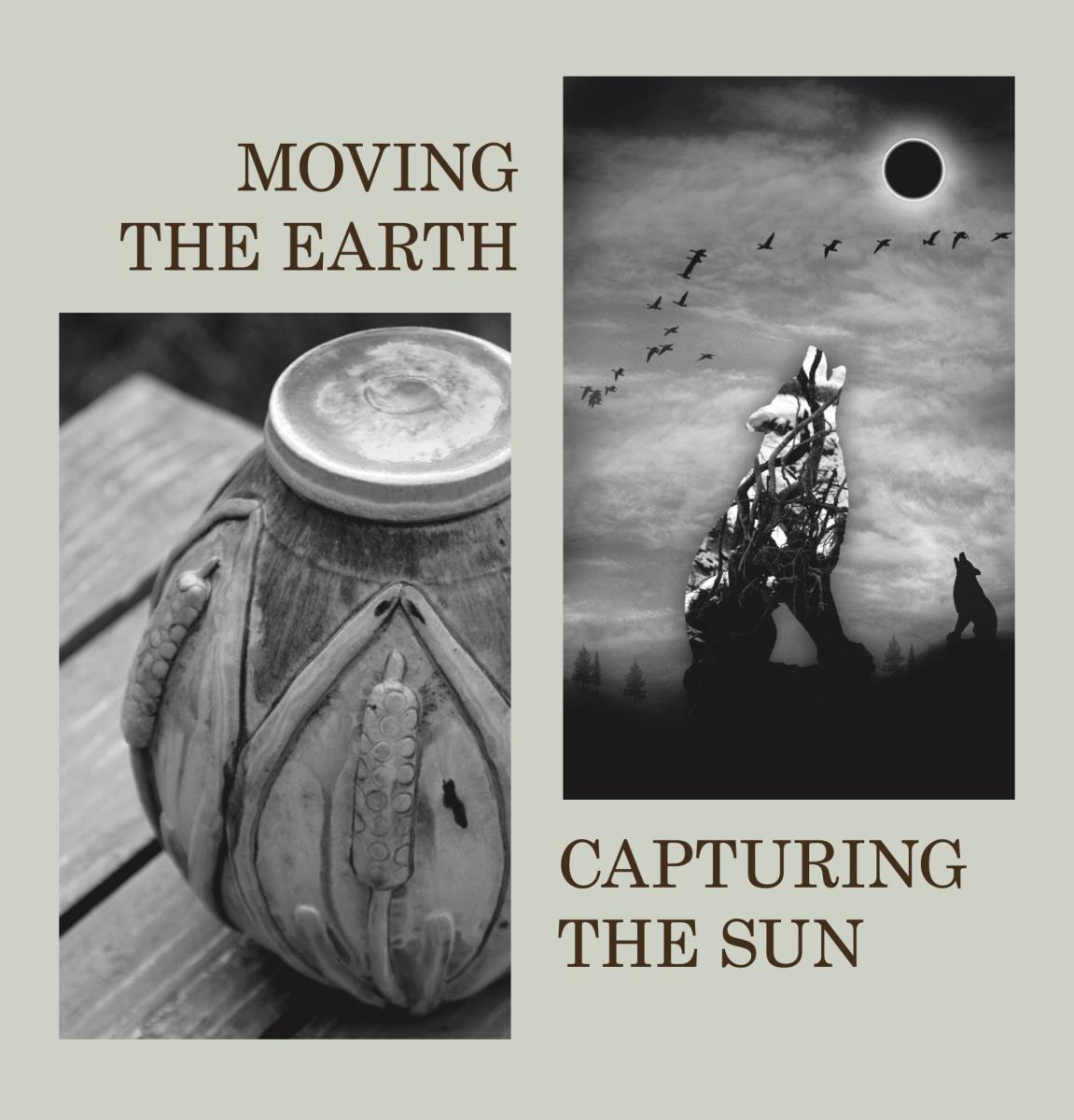 Examples of Alexis M. Burrell’s artwork can be seen in this visual from her exhibit’s poster. “Moving the Earth, Capturing the Sun” is on display in the lobby of The Gallery at Penn College through May 5. 