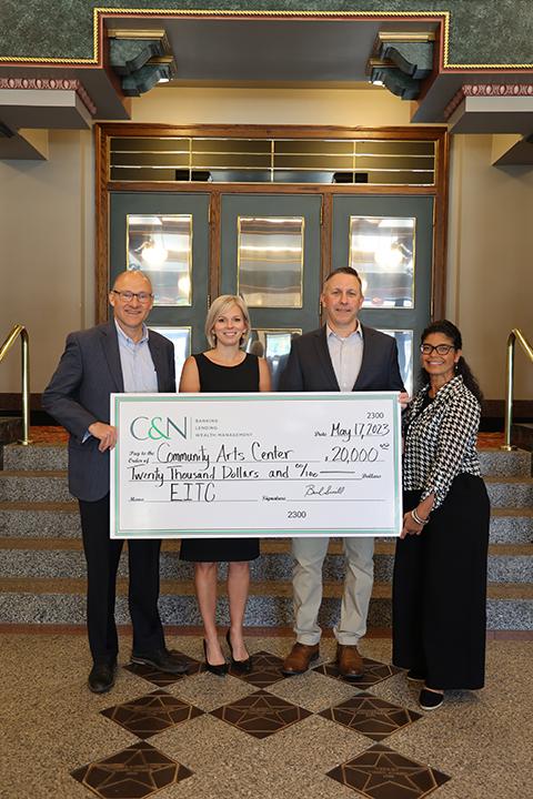 Pictured (from left) are Thomas Rudy, region president, Citizens & Northern Bank; Rachael Clark, vice president/regional retail market leader at C&N Bank; Jim Dougherty, executive director, Community Arts Center; and Ana Gonzalez-White, college relations officer in charge of CAC development.
